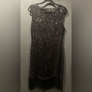 Lulu's Black Sequin Fringe Mini Dress Size XL